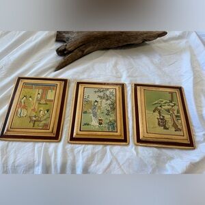 3 Florentine wood art plagues. Italian wall art